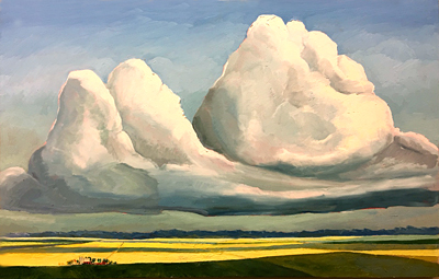 Chris Stoffel Overvoorde painting, Twin Clouds, for sale from Eyekons Gallery